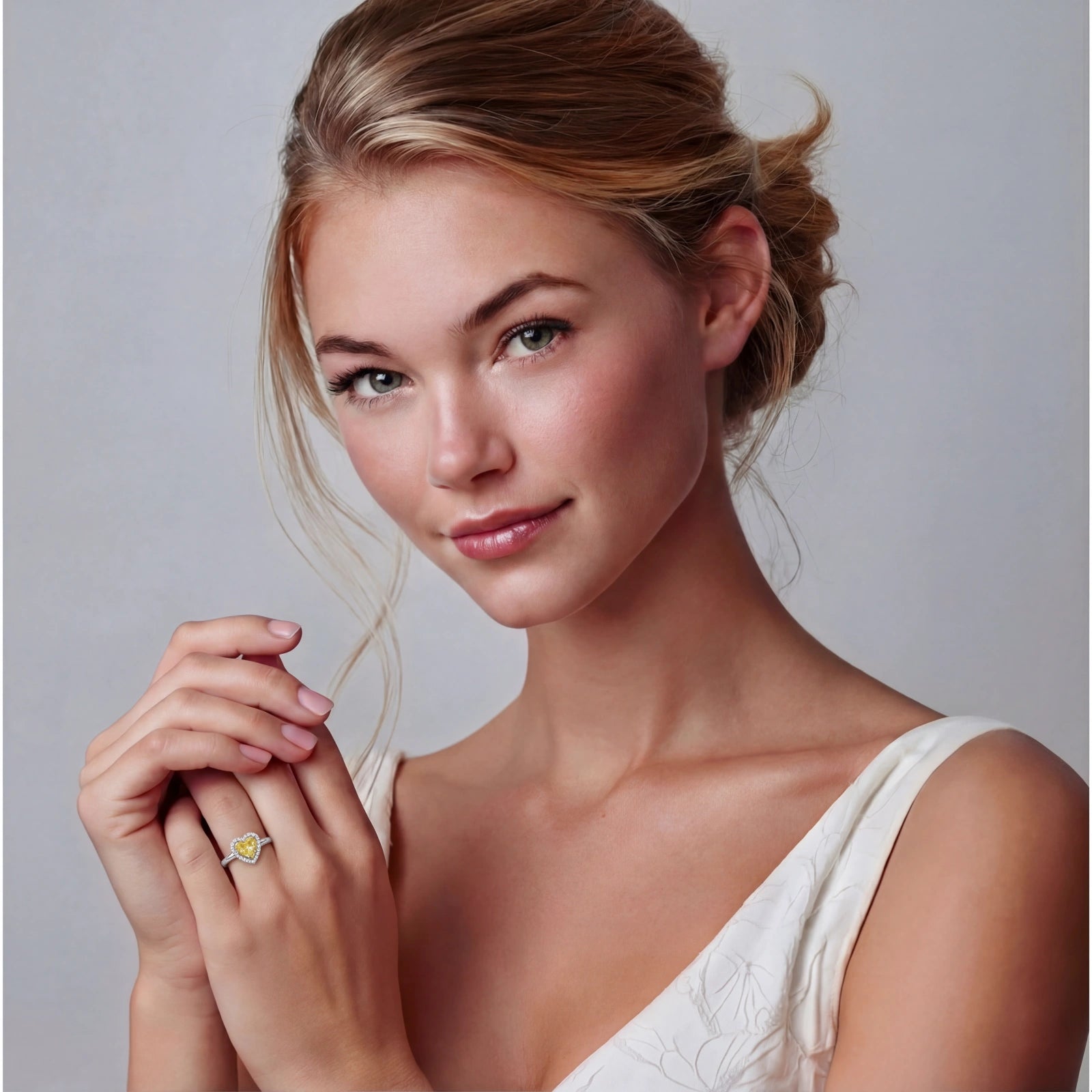 Bague Halo Cœur d'Or