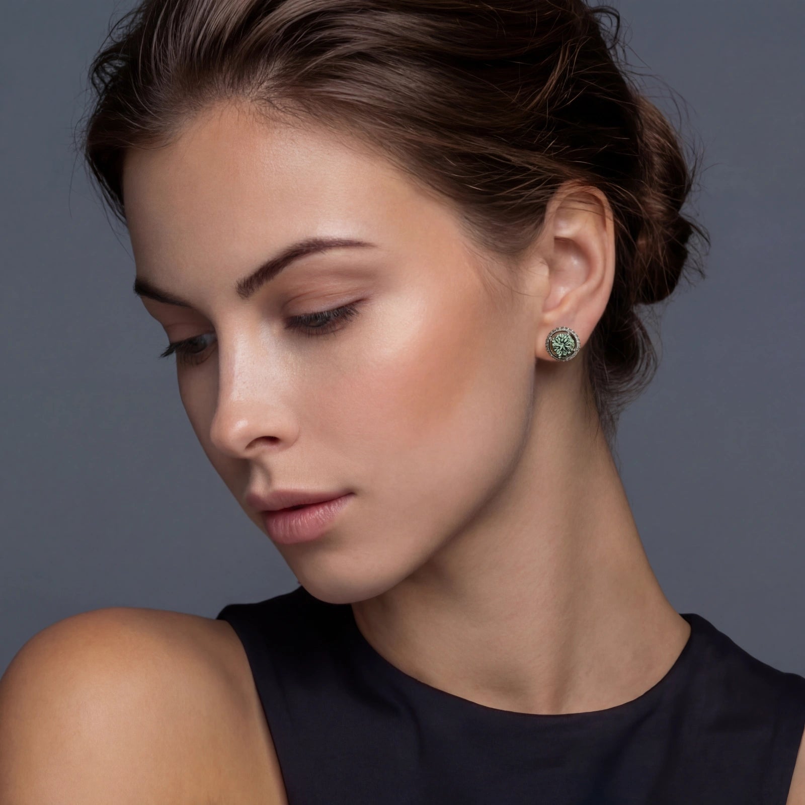 Clous d'oreilles Halo Étincelants Émeraude