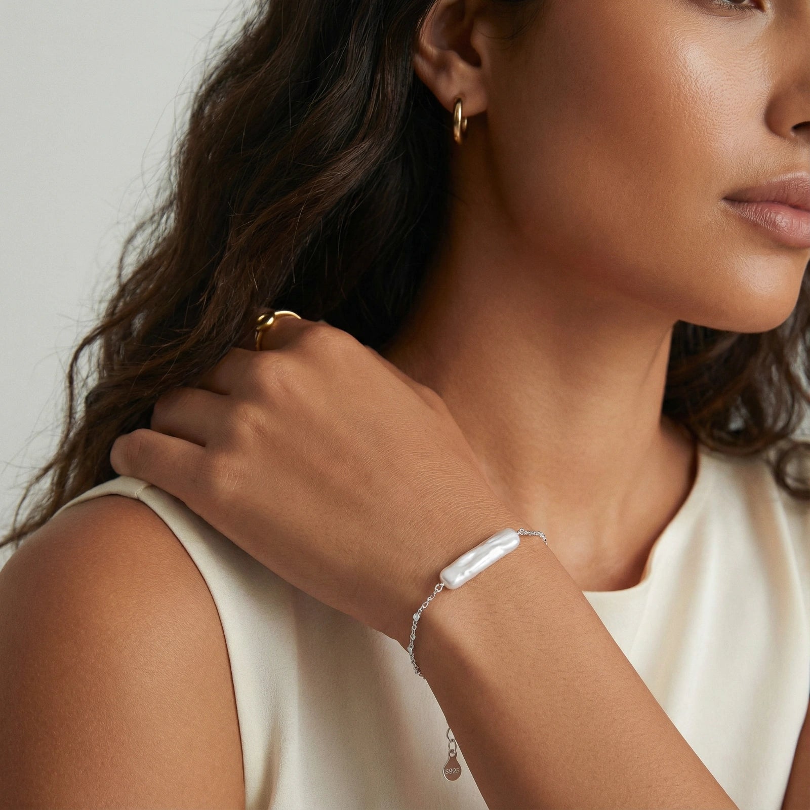 Bracelet à chaîne de perles baroques