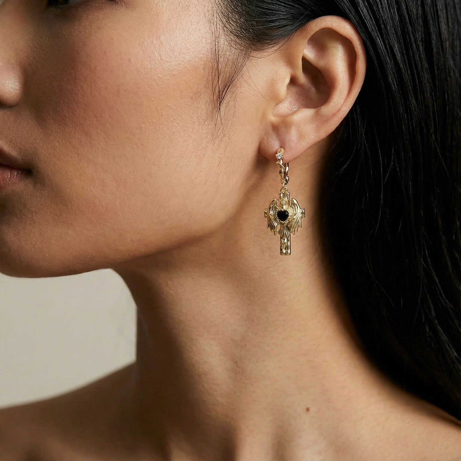 Boucles d'oreilles pendantes ailes d'ange
