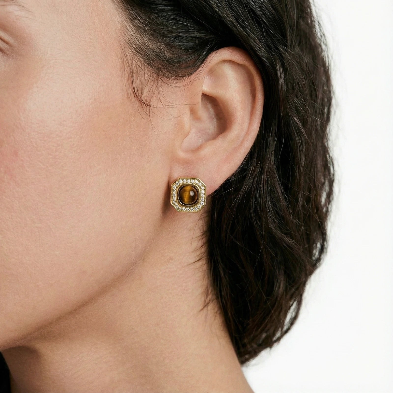 Clous d'oreilles octogonaux dorés