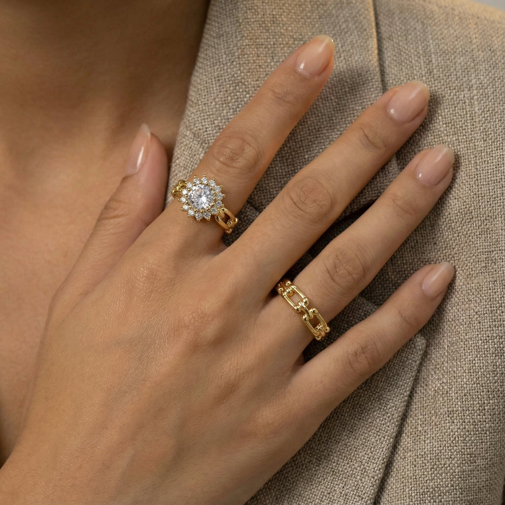 Ensemble de bagues à maillons Golden Hour