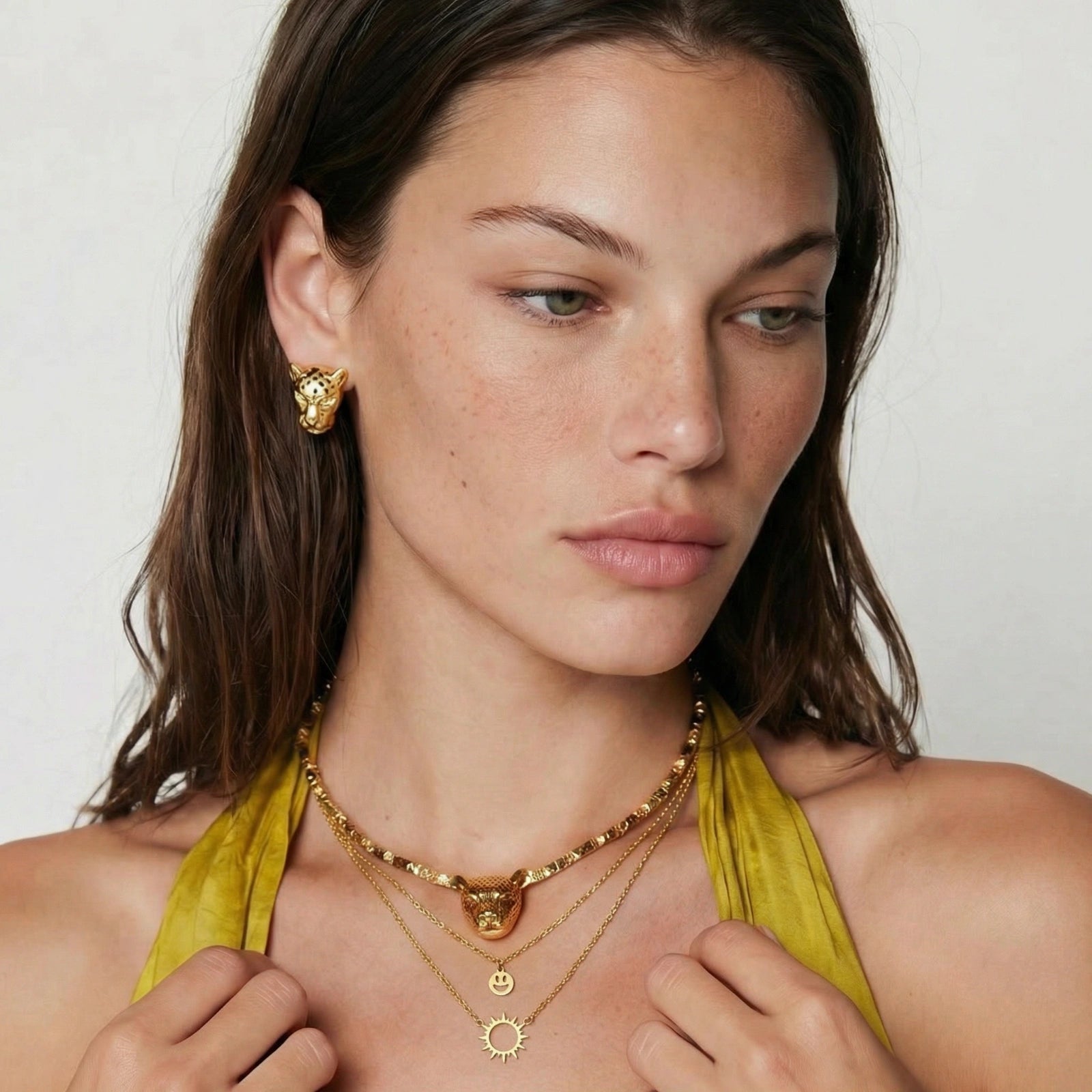 Collier superposé soleil souriant