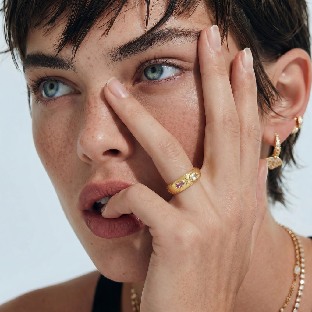 Bague déclaration à double gemme